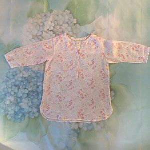 UNIQLO X CABBAGE & ROSES Women's 3/4 Sleeve Floral Linen Blouse US Size S